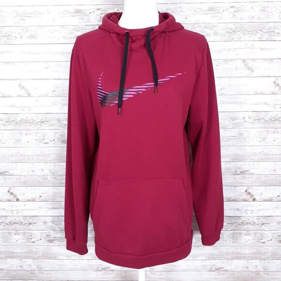 Nike Tops - Nike Dri Fit Womens Hoodie M Burgundy Pink 546A